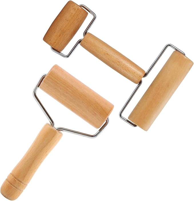 Small Wooden Rolling Pin for Baking, 7 Inch Mini Dough Roller, Non Stick Pizza by Magicdo