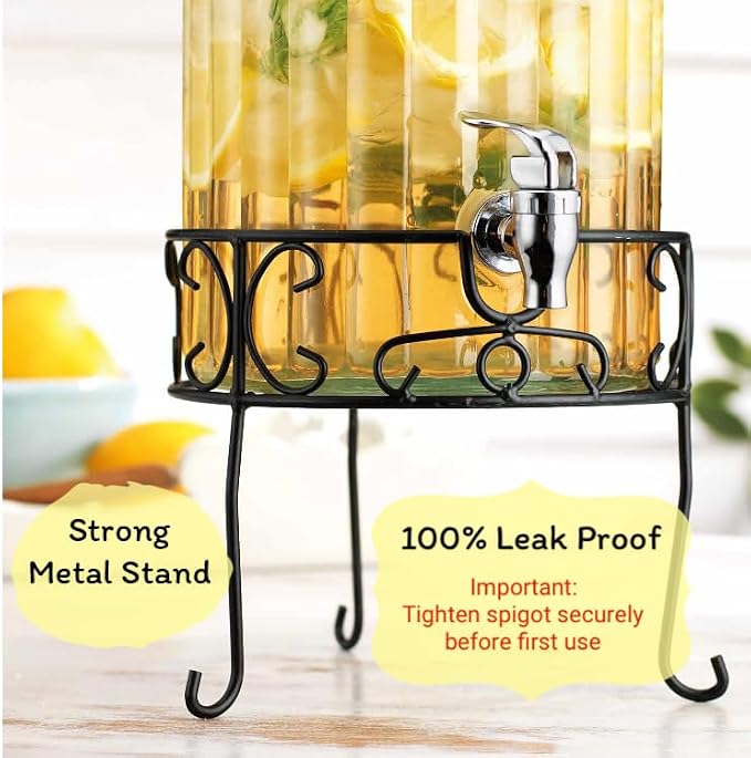 MosJos 2 PACK 1.5 Gallon Drink dispenser, Glass Beverage Dispenser - Image 5