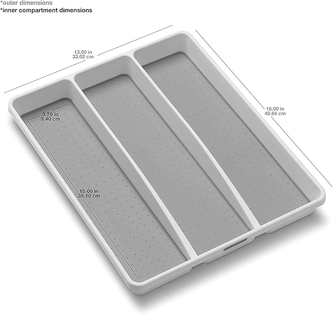 madesmart 3 Compartment Utensil Tray, Non Slip Lining, Deep Storage - Image 5