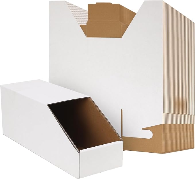 EXYGLO Stackable Cardboard Storage Bins 30 Pack, Corrugated Organizer Bins by EXYGLO