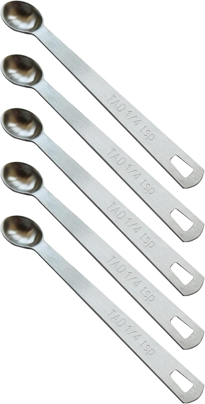 5PCS 1/4 Teaspoon Single Tiny Measuring Spoon, Small Individual Stainless Steel by BERYLER