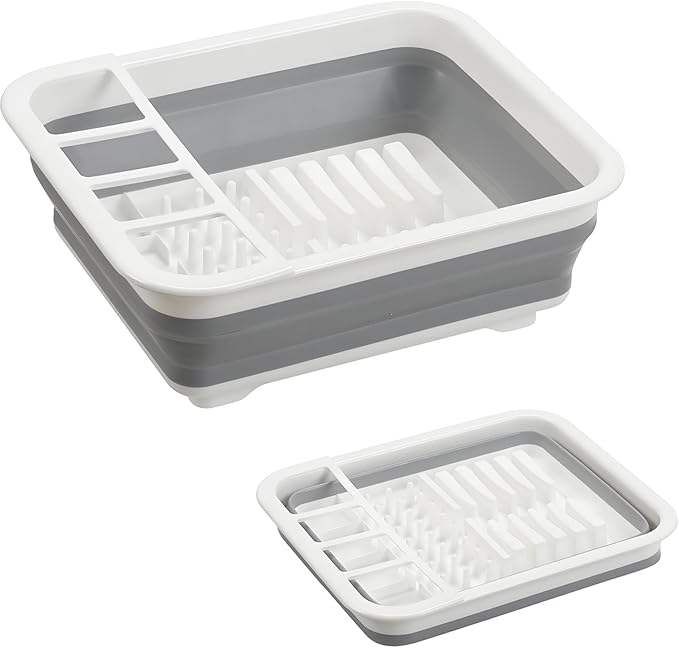 Collapsible Dish Drying Rack, Foldable Dinnerware Drainer Organizer by Craftend