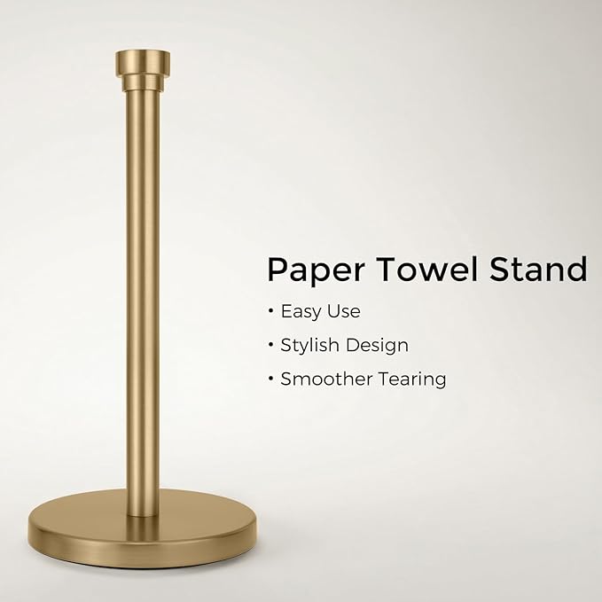 Warm Gold Paper Towel Holder Countertop, Freestanding Paper Towel Stand - Image 2