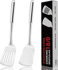 14.5-in Stainless Steel Spatula Set, 18/0 SS Heavy Duty Turner & Slotted Spatula by MUJINON