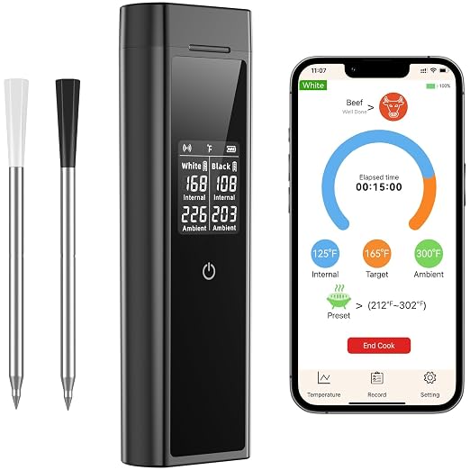 Smart Wireless Meat Thermometer Digital, 2 Probes, Advanced Bluetooth Food by LPSUK