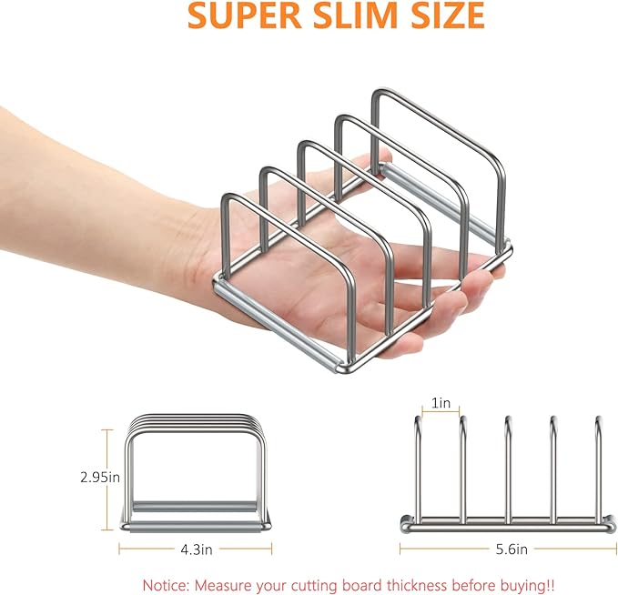 KORRTFID Cutting Board Organizer Stand Holder, 304 Stainless Steel Chopping - Image 2