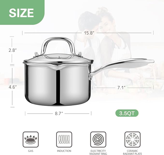 3.5 Quart Stainless Steel Pot Saucepan - Image 6