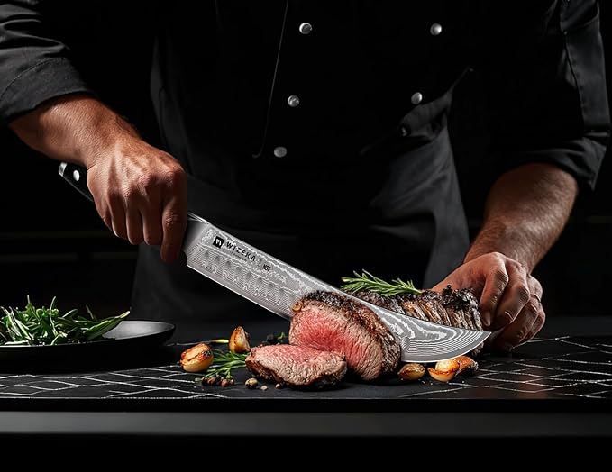 WIZEKA Carving Knife-10 Real Damascus Breaking Knife, Razor Sharp Butcher knife - Image 6