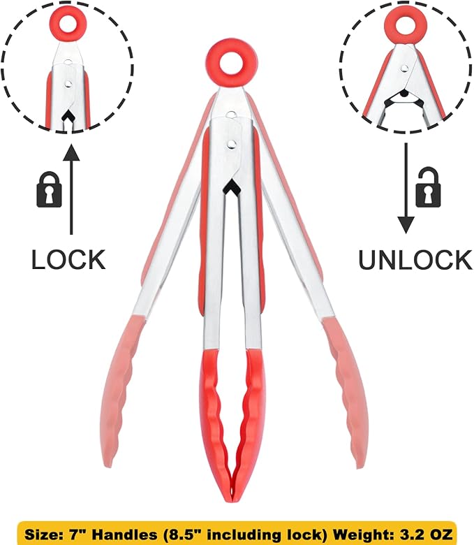HINMAY 7-Inch Mini Silicone Tongs Small Serving Tongs - Image 3