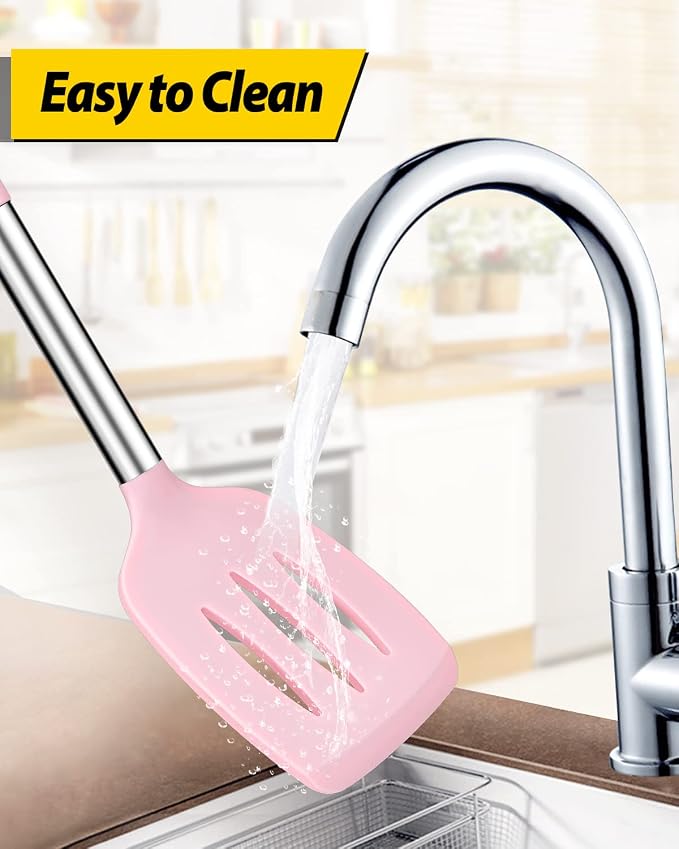 Pack of 4 Silicone Cooking Utensils Set, Non Stick Large Solid Spatulas - Image 5
