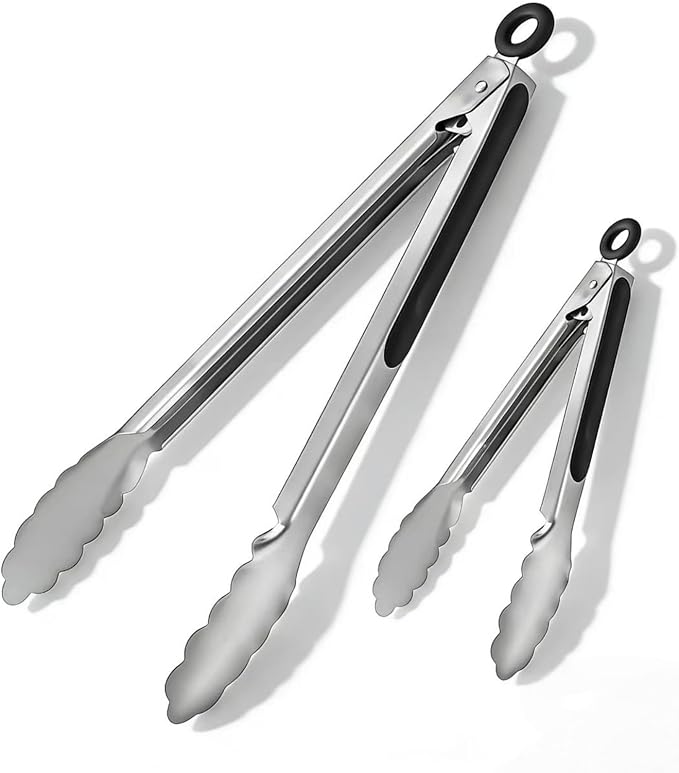 Stainless Steel Grill Tongs Set, Heat Resistant Metal Food Tongs by Unknown