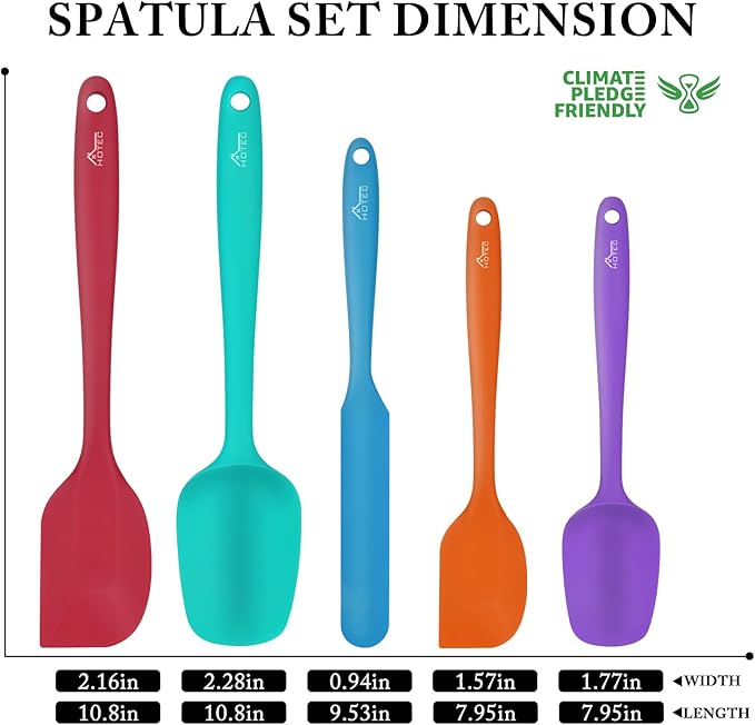 HOTEC Heat Resistant 600℉ Food Grade Silicone Rubber Spatula Set - Image 2