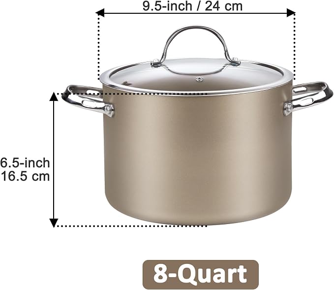 Cooks Standard Hard Anodized Ceramic Nonstick 8-Quart Stock pot - Image 2