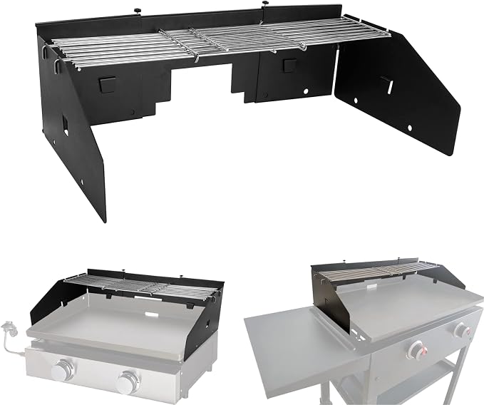 Universal Wind Screen/Guard and Griddle Warming Rack Set Fit by PHYESUVIN