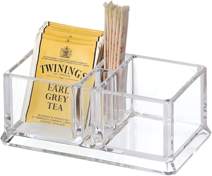 Clear Acrylic Two Lattices Tea Bags Holder Coffee Sugar Bag Case Guest Room by Yakri