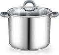 Cook N Home Stockpot with Lid, 8-Quart Basic Stainless Steel Pasta Cooking Soup by CookNHome