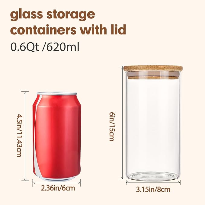 Moretoes 6 Pack 0.6qt Glass Storage Containers - Image 2
