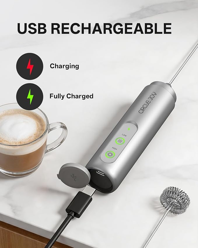CIRCLE JOY Rechargeable 2-Speed Handheld Milk Frother - Image 5