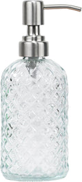 16 oz Diamond Pattern Glass Soap Dispenser, Kitchen and Bathroom Refillable by SDlumeiy