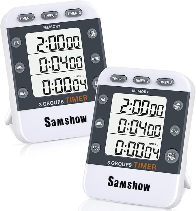 Digital Kitchen Timers for Cooking Triple Timer Count UP/Down Dual Timer Large by Samshowmakesyourkitchentechnologicalmodernandadvanced