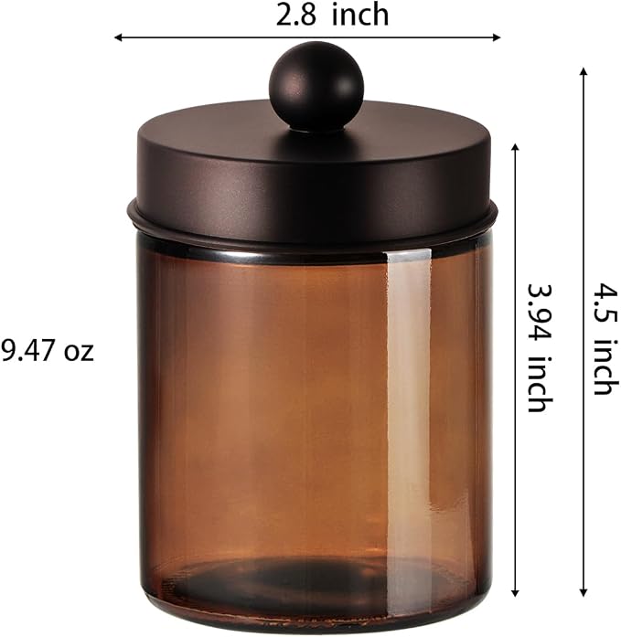 Amber Glass Qtip Holder, Apothecary Jars - Image 7