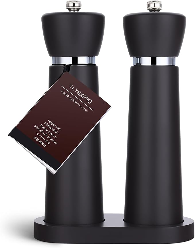 TLYSXPRO Wooden Salt and Pepper Grinder Set – Refillable Salt and Pepper Mill by TLYSXPROOfficial