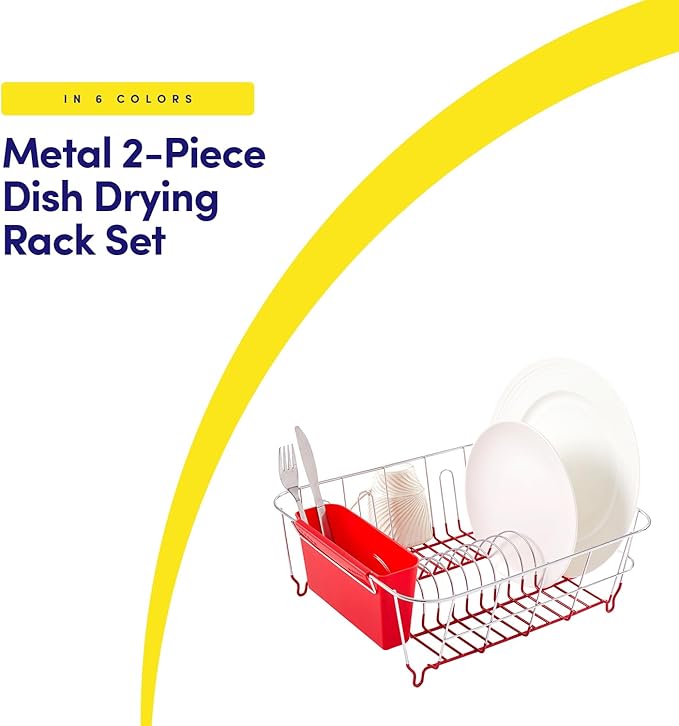 Sweet Home Collection Metal 2 Piece Dish Drying Rack Set Drainer - Image 2