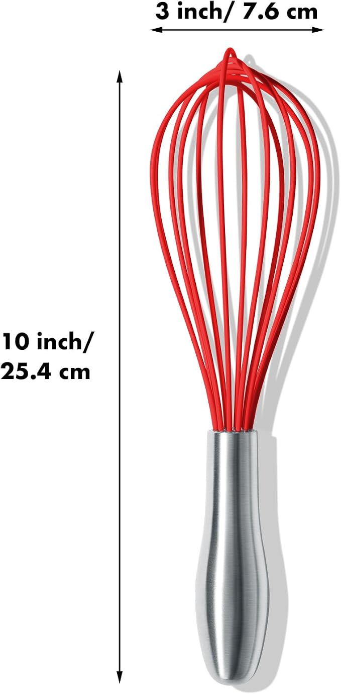 OYV 10-Inch Red Silicone Whisk, Heat Resistant 480°F Kitchen Whisk - Image 7