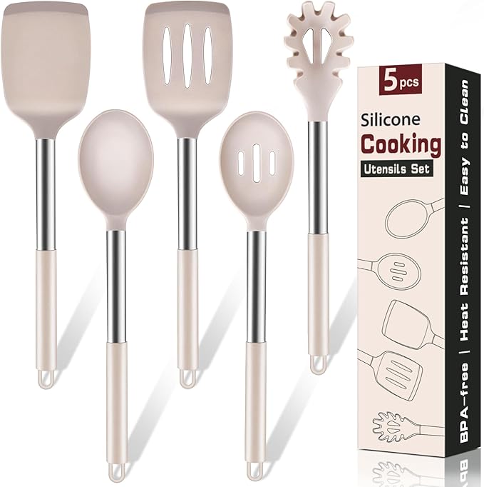 5Pcs Silicone Cooking Utensils Set, Heat Resistant Kitchen Tools Include by Unknown