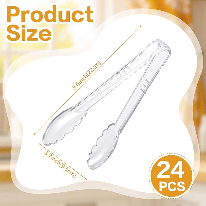 Mwellewm 24 Pc Plastic Tongs for Serving 9 Inch Bulk Reusable or Disposable - Image 6