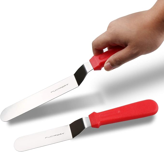 Offset Spatula set of 3 Red 6 8 & 10 Inch Cake Frosting Angled Icing Spatula - Image 4