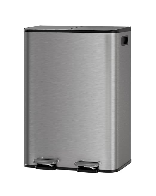 GarveeHome 2 x 8 gal Stainless Steel Double Trash Can by GarveeHome