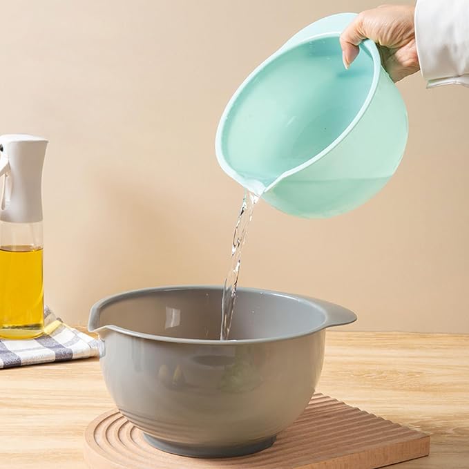Set of 3 Mixing Bowls with Pour Spout-Nesting Design Saves Space - Image 5