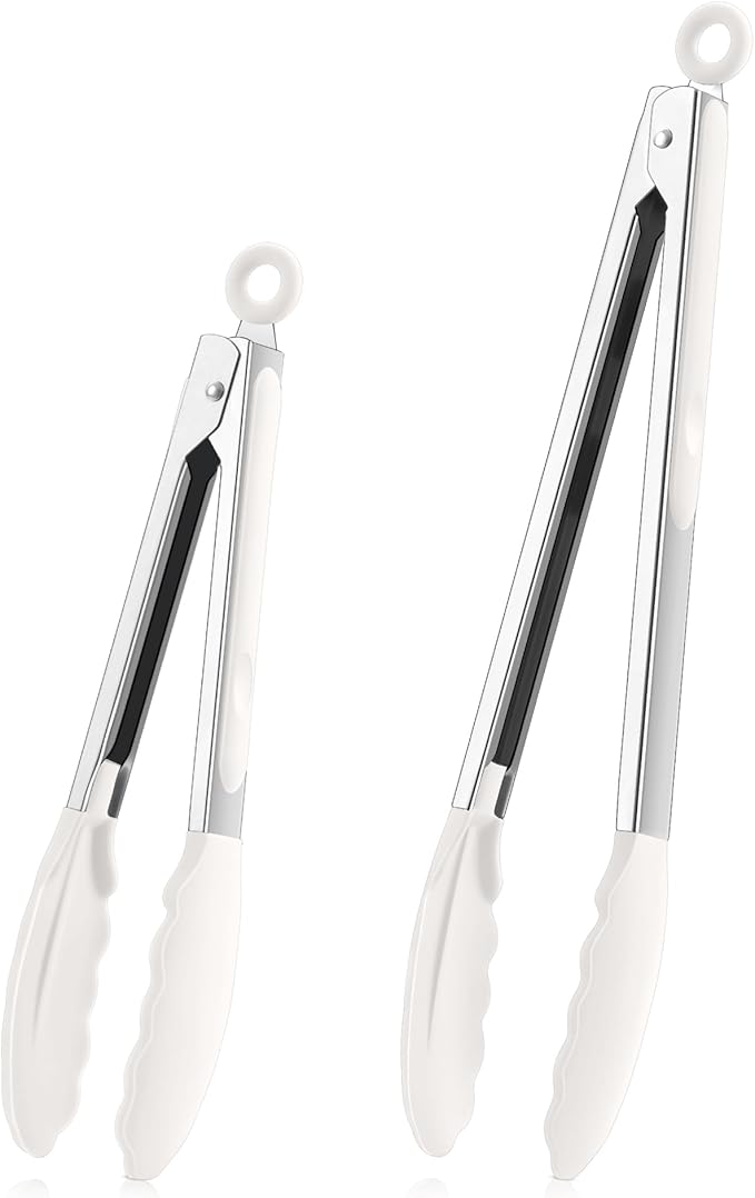 TeamFar Kitchen Tongs, Heat Resistant Silicone Tongs, Locking Design & by TeamFar