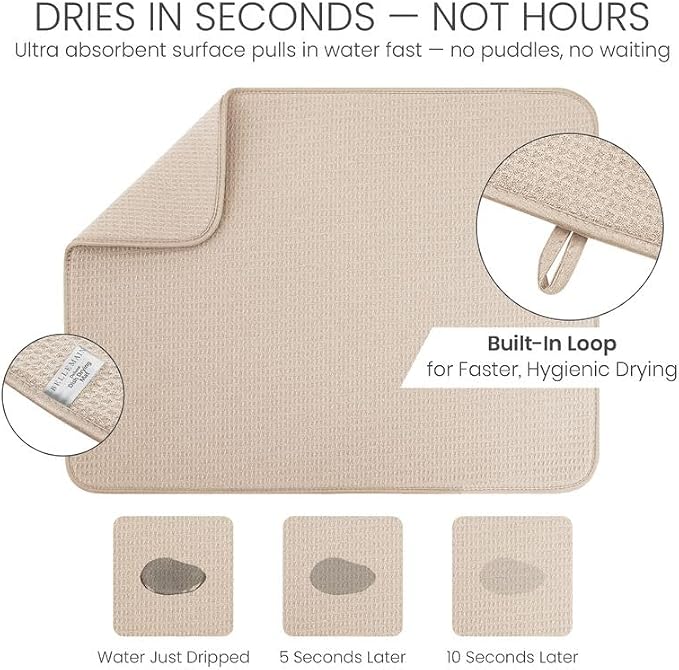 Bellemain XL Dish Mat 24" x 17" Microfiber Dish Drying Mat, Super absorbent - Image 3