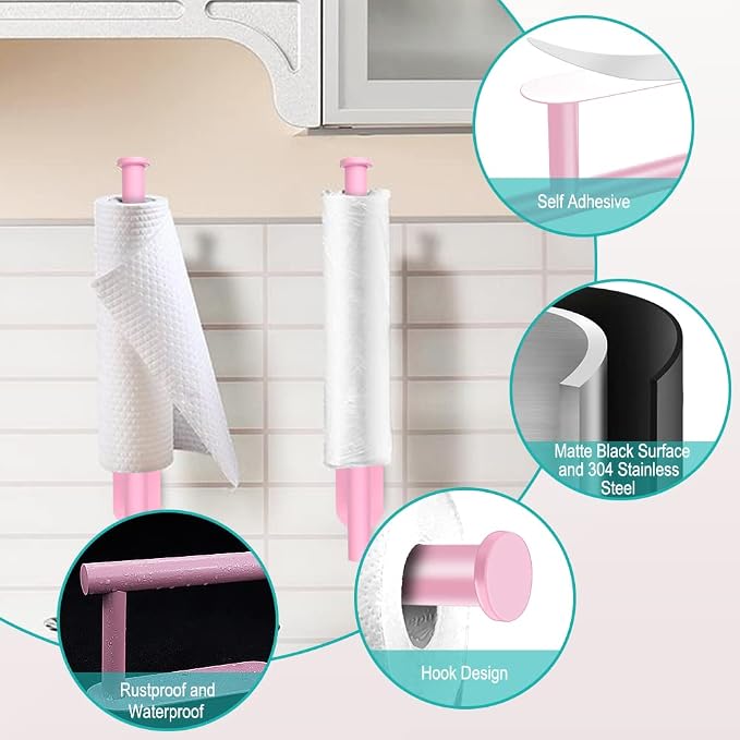 MGahyi Paper Towel Holder Wall Mount, Self Adhesive Or Drilling Paper Towel - Image 3