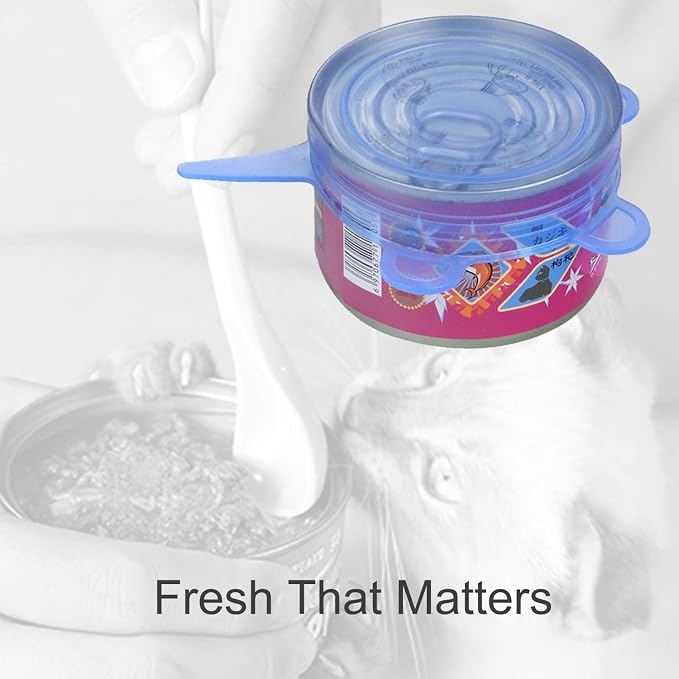 SLSON 6 Pack Pet Food Can Cover Stretchable 1 Fit 3 Universal Size Silicone Can - Image 3