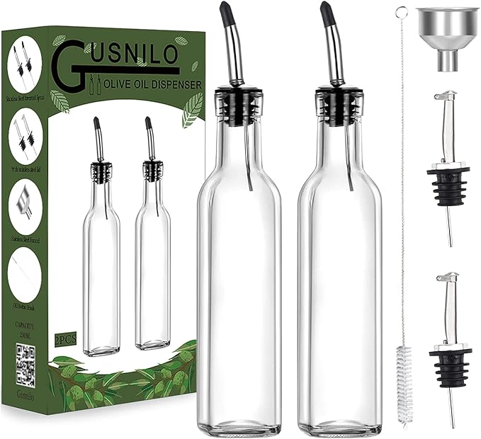 8 oz Oil and Vinegar Dispenser Set by Gusnilo