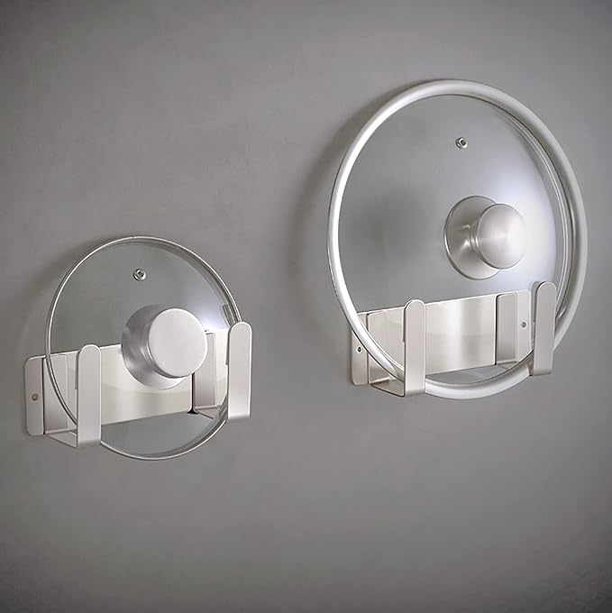Pot Lid Rack, Wall Mounted 304 Stainless Steel Pan Lid Organizer Holder - Image 7