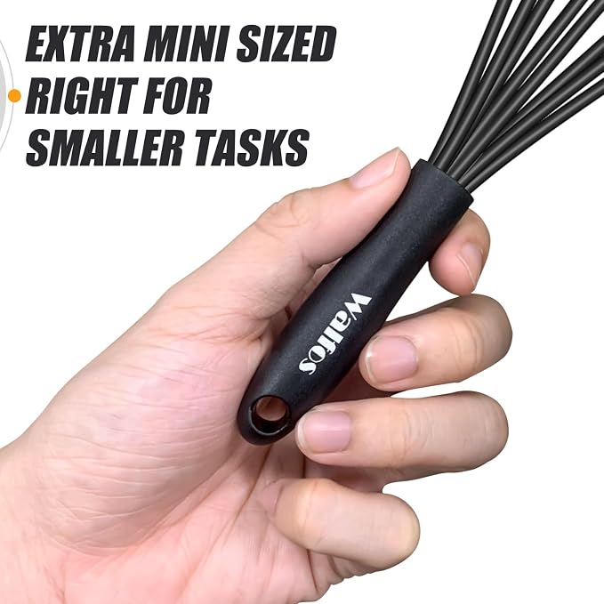 Walfos Whisk 5+7in/12cm+17cm Mini Whisk, Silicone Whisks Non Scratch Heat - Image 4