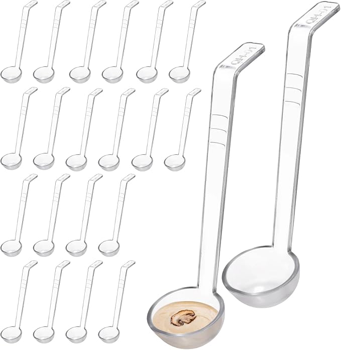 Coloch 20 Pack 1oz Plastic Small Ladle, 7 Inch Clear Mini Ladle Long Handle by Coloch