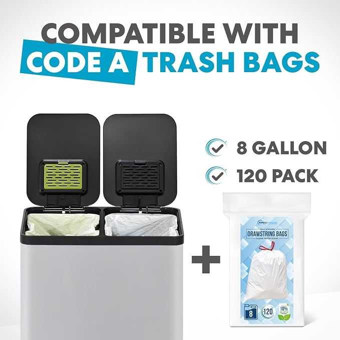 Simpli-Magic 60 Liter / 16 Gallon Rectangular Hands-Free Dual Compartment - Image 7