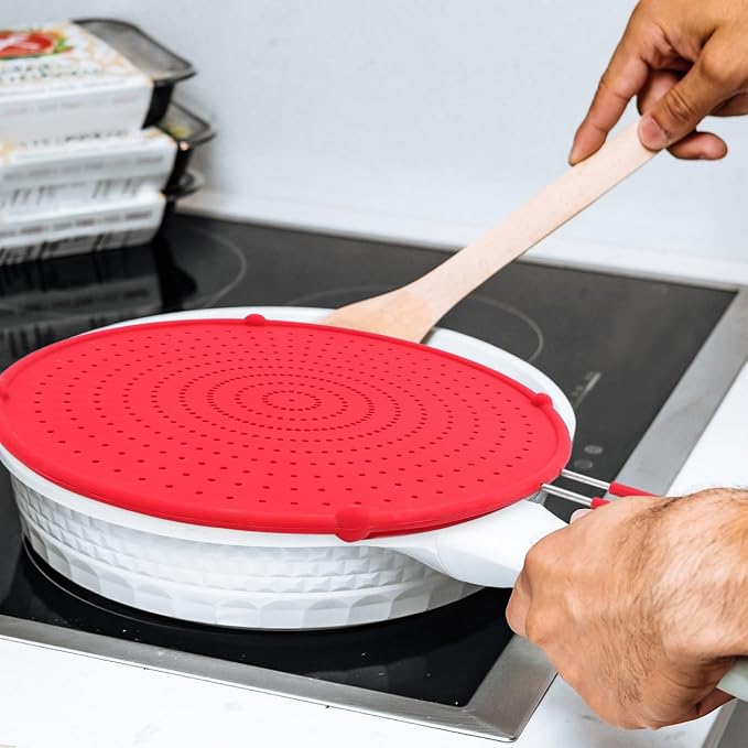 ABOOFAN 1pc Splatter Screen for 10-12'' Frying Pan, Silicone Splatter Guard - Image 5