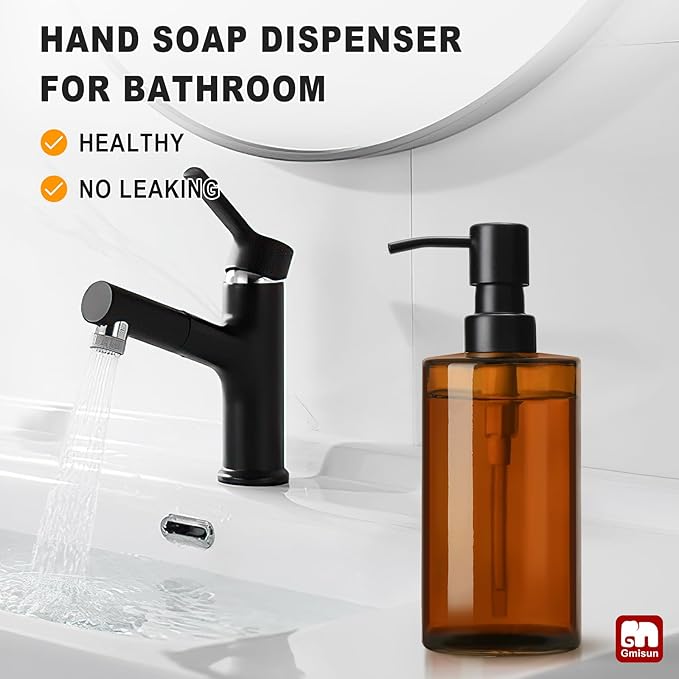GMISUN Amber Glass Soap Dispenser, Hand Soap Dispenser - Image 5