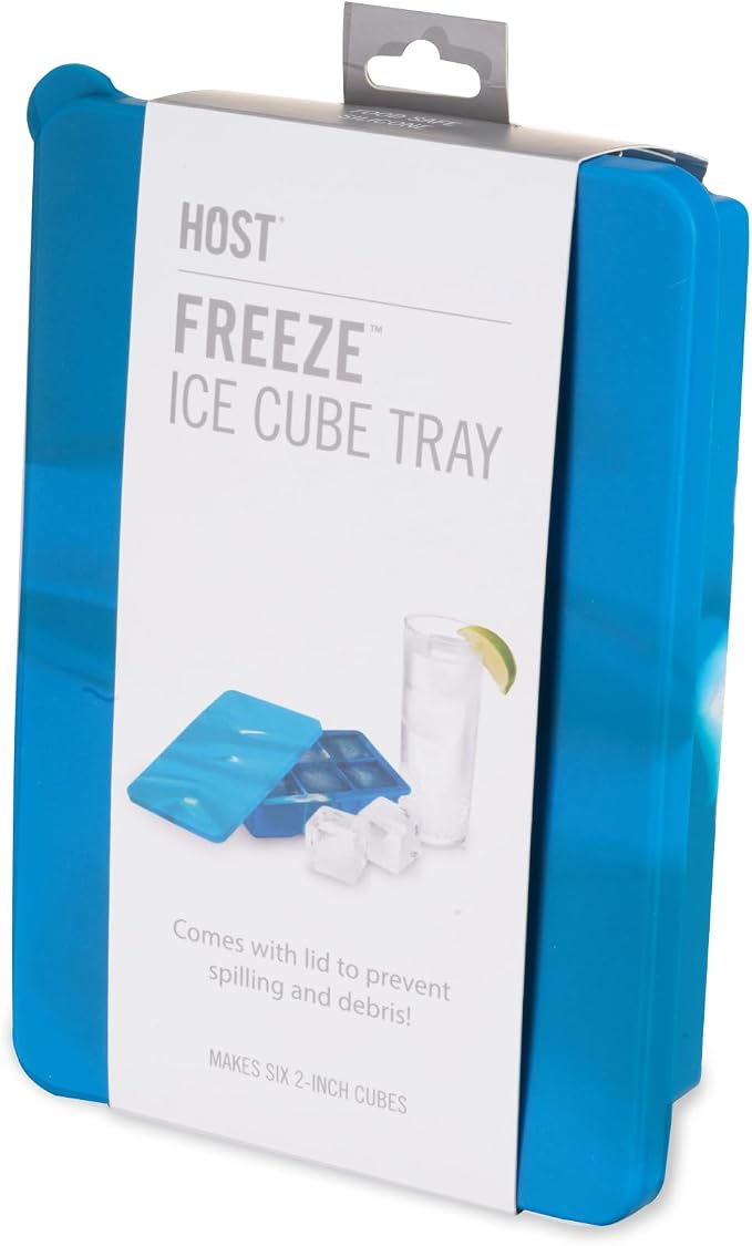 Host Ice Cube Tray with Lid, Makes 6 Large 2" Cubes, Durable Silicone Trays - Image 9
