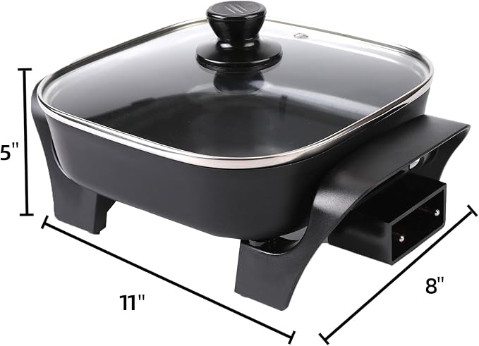8" Electric Skillet with PFAS-Free Non-Stick Ceramic Coating, Removable - Image 2