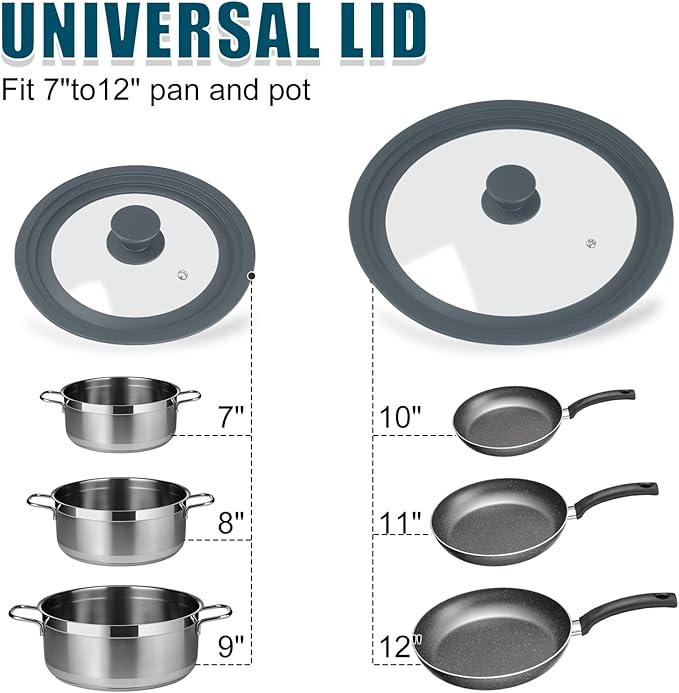 Universal Lid for Pots Pans and Skillets, 2 Pack Pan Cover fit 7", Silicone - Image 7