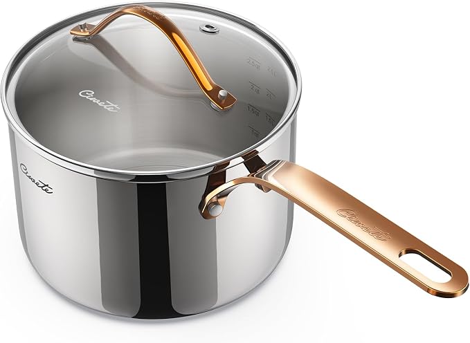 Ciwete 3 Quart Sauce Pan with Lid, Upgraded Tri-Ply Stainless Steel Saucepan by Ciwete
