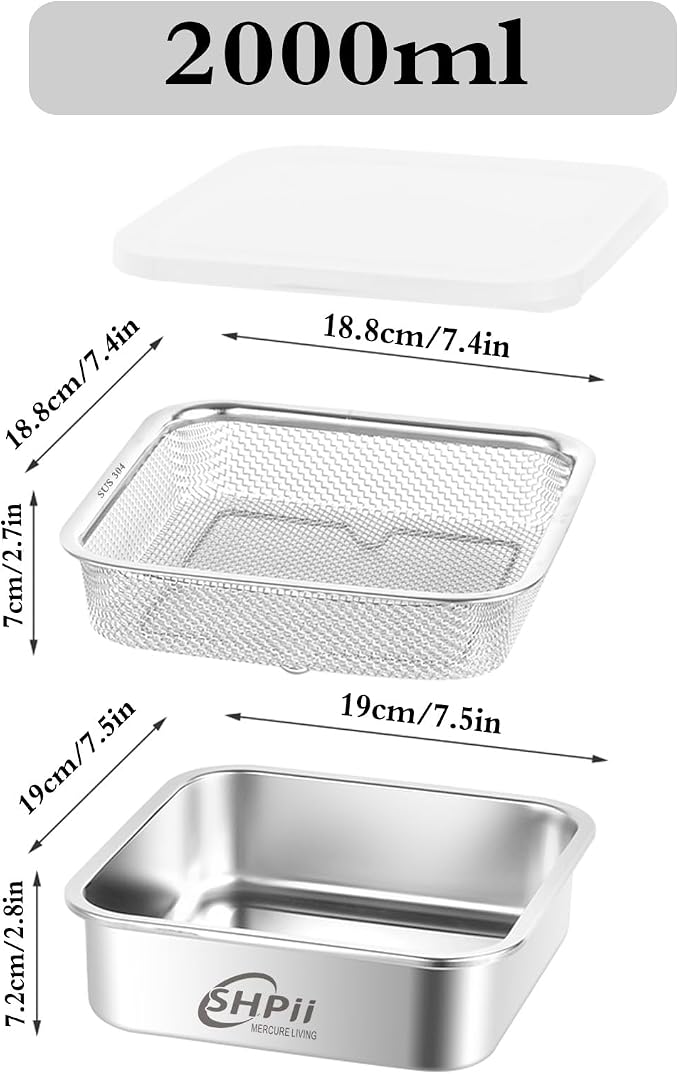Square Colander Set, 304 Stainless Steel - Image 3
