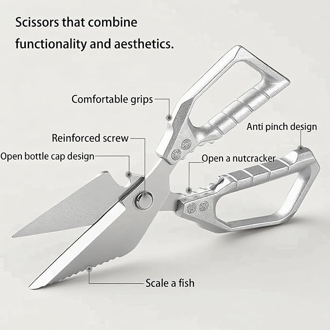 Scissors all Purpose, Stainless Steel Heavy Duty Kitchen Shears, Meat Scissors - Image 2